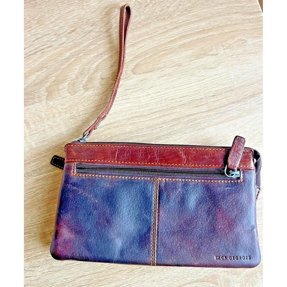 Jack Georges Leather Wallet/Credit Card Zippered Pouch Quiet Luxury Classic